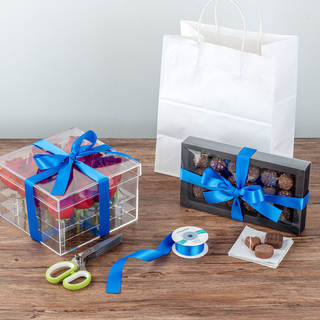 Gift Tek Royal Blue Polyester Satin Ribbon - Single Face - 1" x 10 yds - 1 count box