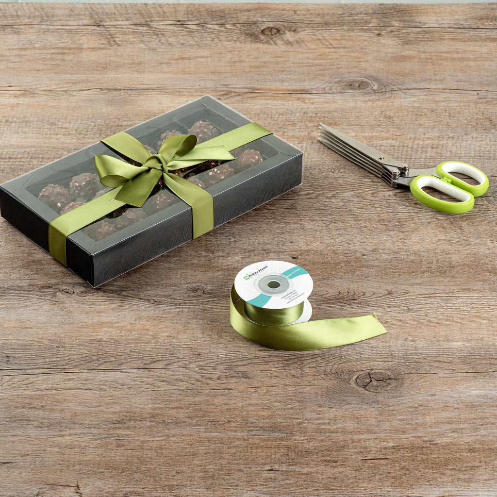 Gift Tek Spring Moss Green Polyester Satin Ribbon - Single Face - 1" x 10 yds - 1 count box