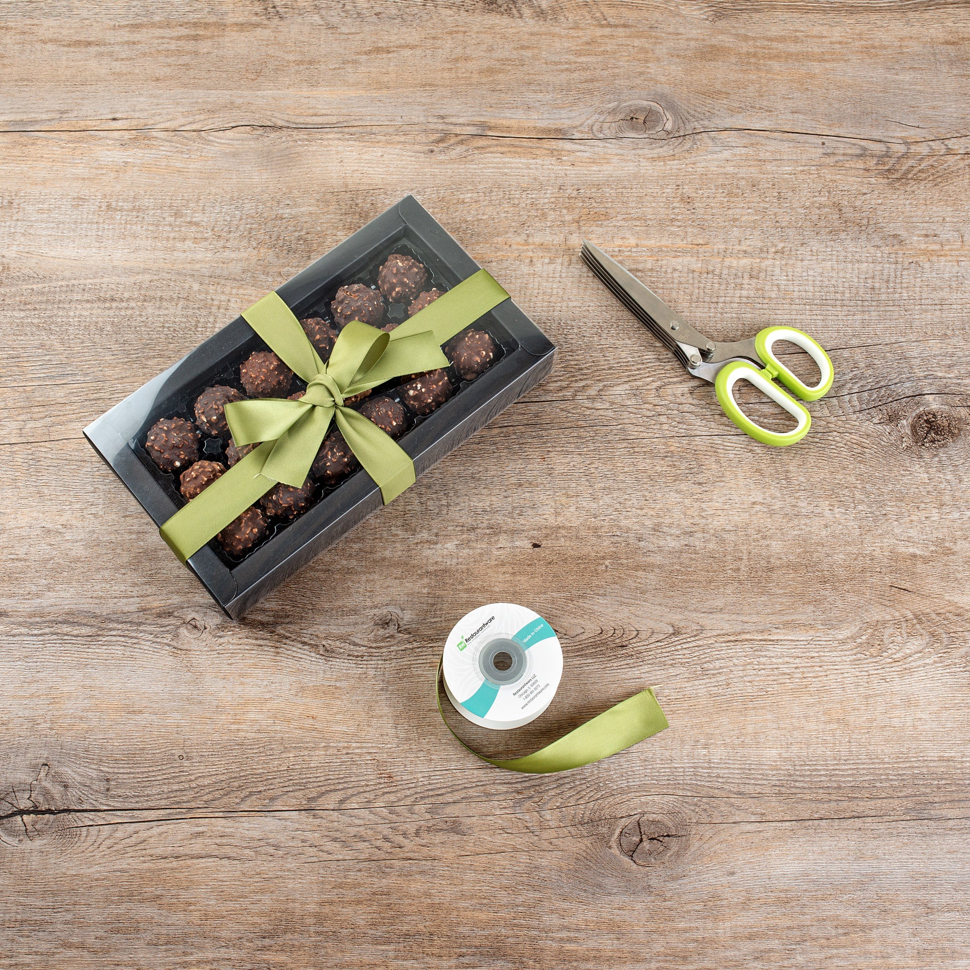 Gift Tek Spring Moss Green Polyester Satin Ribbon - Single Face - 1" x 10 yds - 1 count box