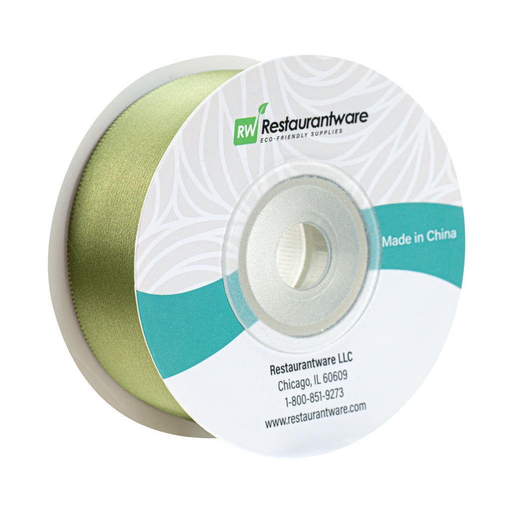 Gift Tek Spring Moss Green Polyester Satin Ribbon - Single Face - 1" x 10 yds - 10 count box