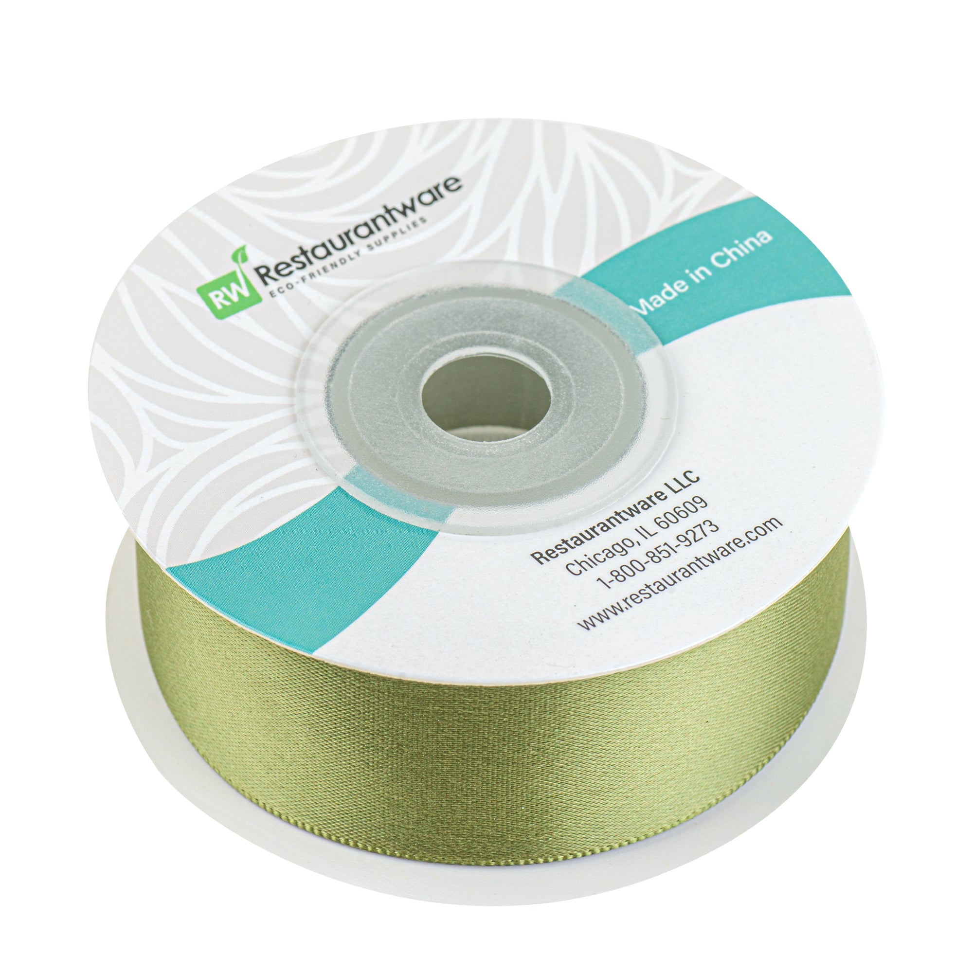 Gift Tek Spring Moss Green Polyester Satin Ribbon - Single Face - 1" x 10 yds - 10 count box