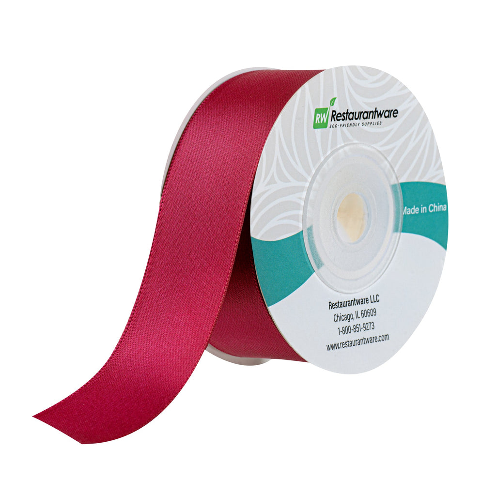 Gift Tek Sherry Red Polyester Satin Ribbon - Single Face - 1" x 10 yds - 1 count box