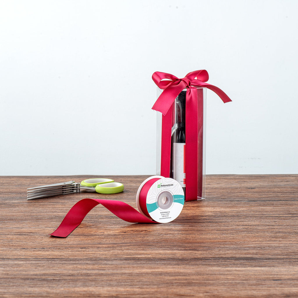Gift Tek Sherry Red Polyester Satin Ribbon - Single Face - 1" x 10 yds - 1 count box