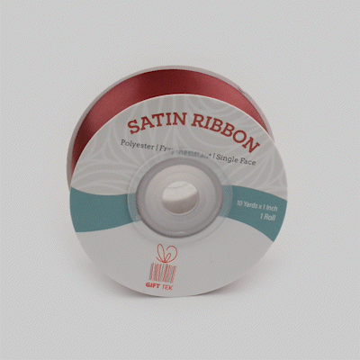 Gift Tek Sherry Red Polyester Satin Ribbon - Single Face - 1" x 10 yds - 10 count box