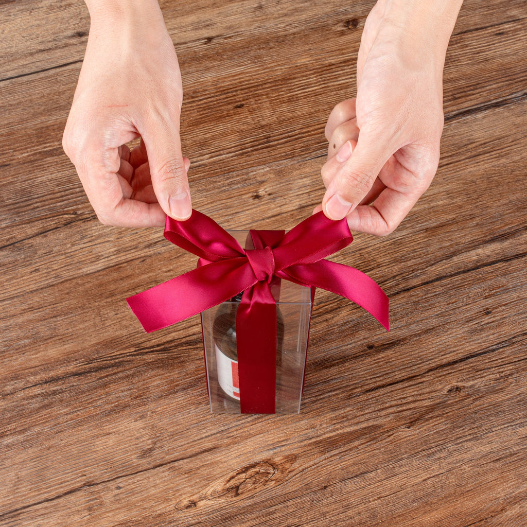 Gift Tek Sherry Red Polyester Satin Ribbon - Single Face - 1" x 10 yds - 10 count box