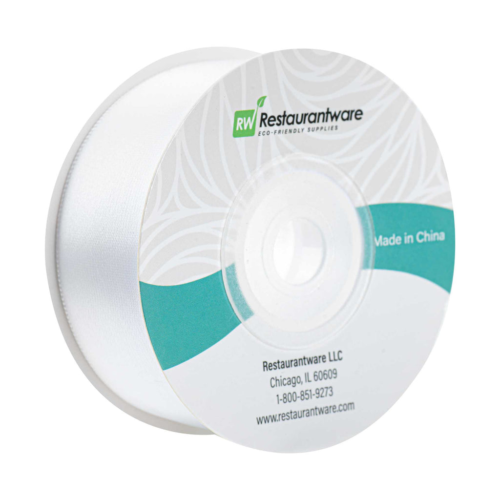Gift Tek White Polyester Satin Ribbon - Single Face - 1" x 10 yds - 1 count box