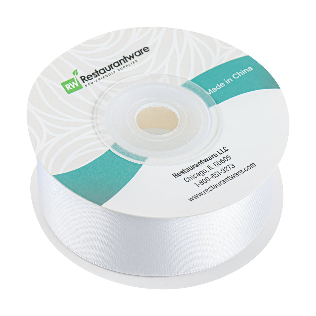 Gift Tek White Polyester Satin Ribbon - Single Face - 1" x 10 yds - 10 count box