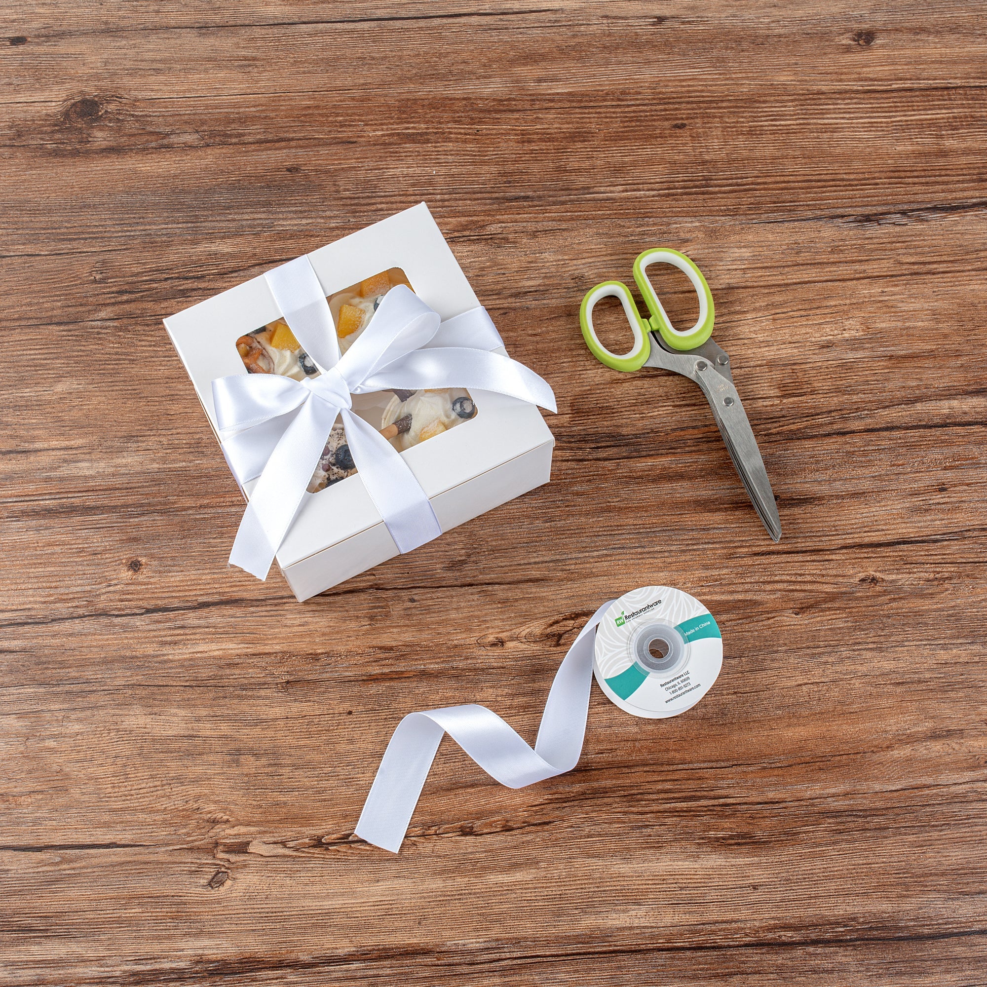 Gift Tek White Polyester Satin Ribbon - Single Face - 1" x 10 yds - 10 count box