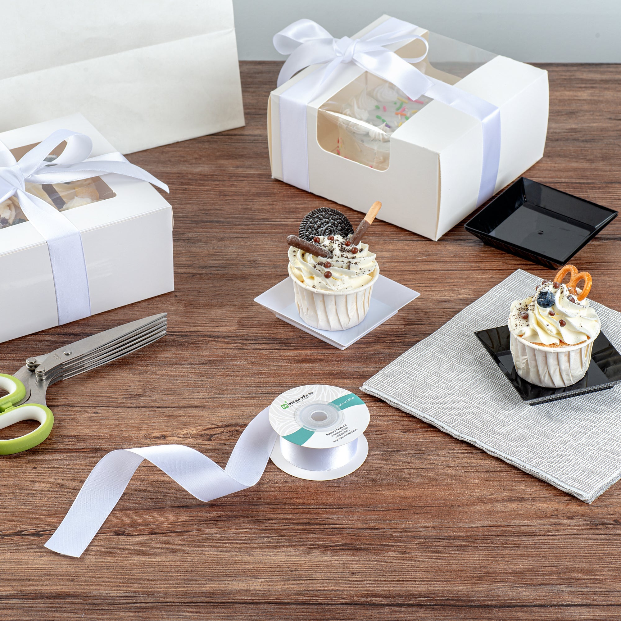 Gift Tek White Polyester Satin Ribbon - Single Face - 1" x 10 yds - 10 count box