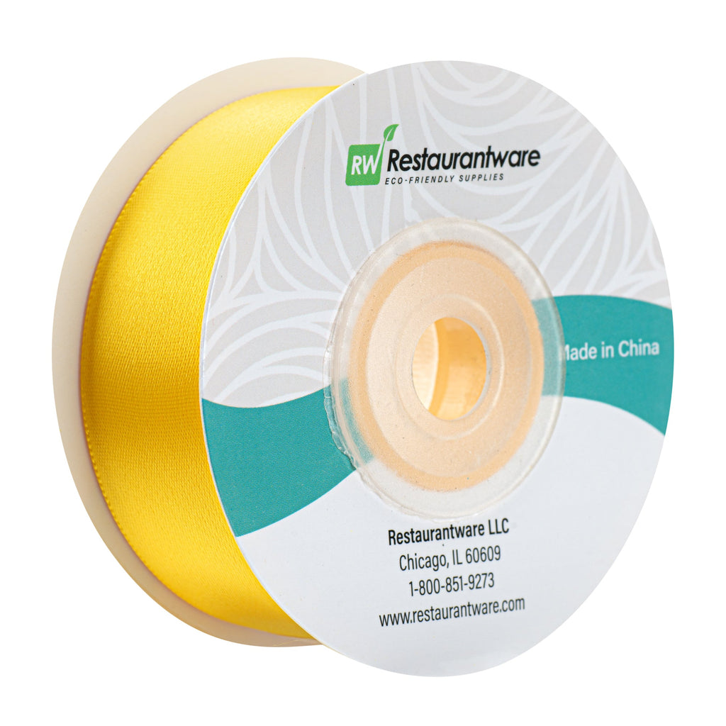 Gift Tek Yellow Polyester Satin Ribbon - Single Face - 1" x 10 yds - 1 count box