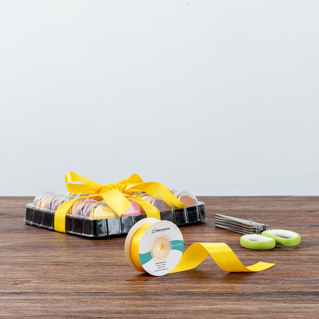 Gift Tek Yellow Polyester Satin Ribbon - Single Face - 1" x 10 yds - 1 count box