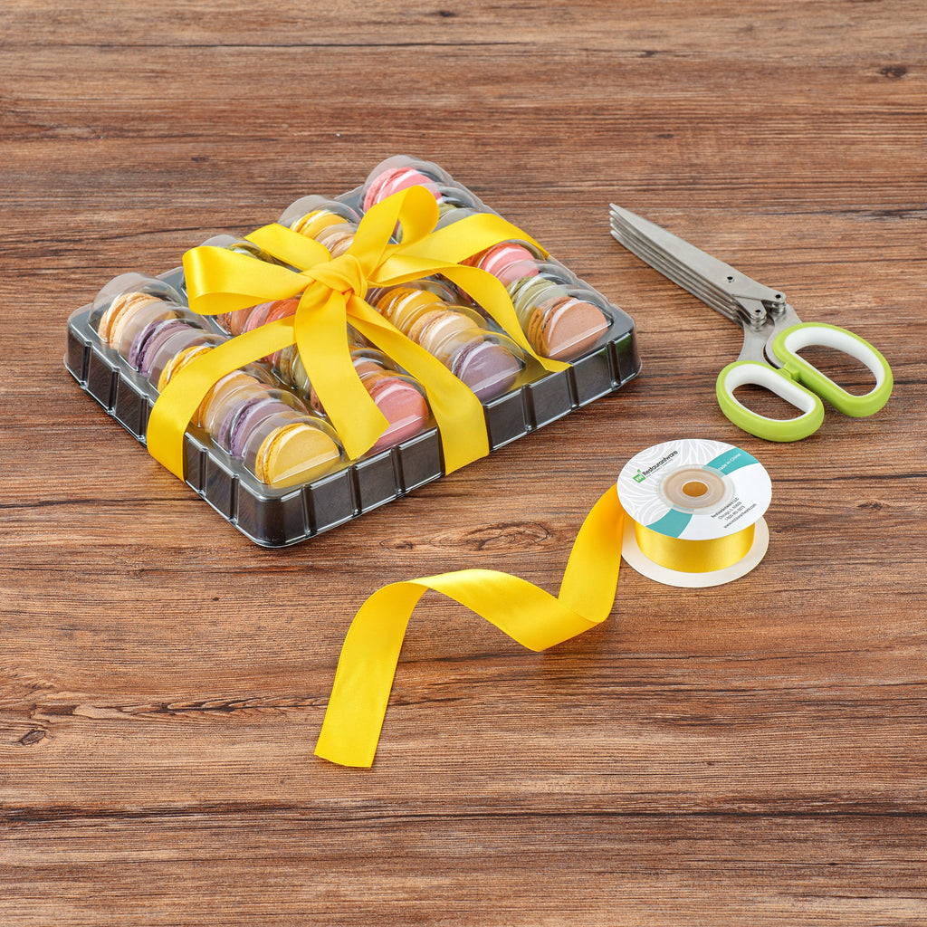 Gift Tek Yellow Polyester Satin Ribbon - Single Face - 1" x 10 yds - 10 count box