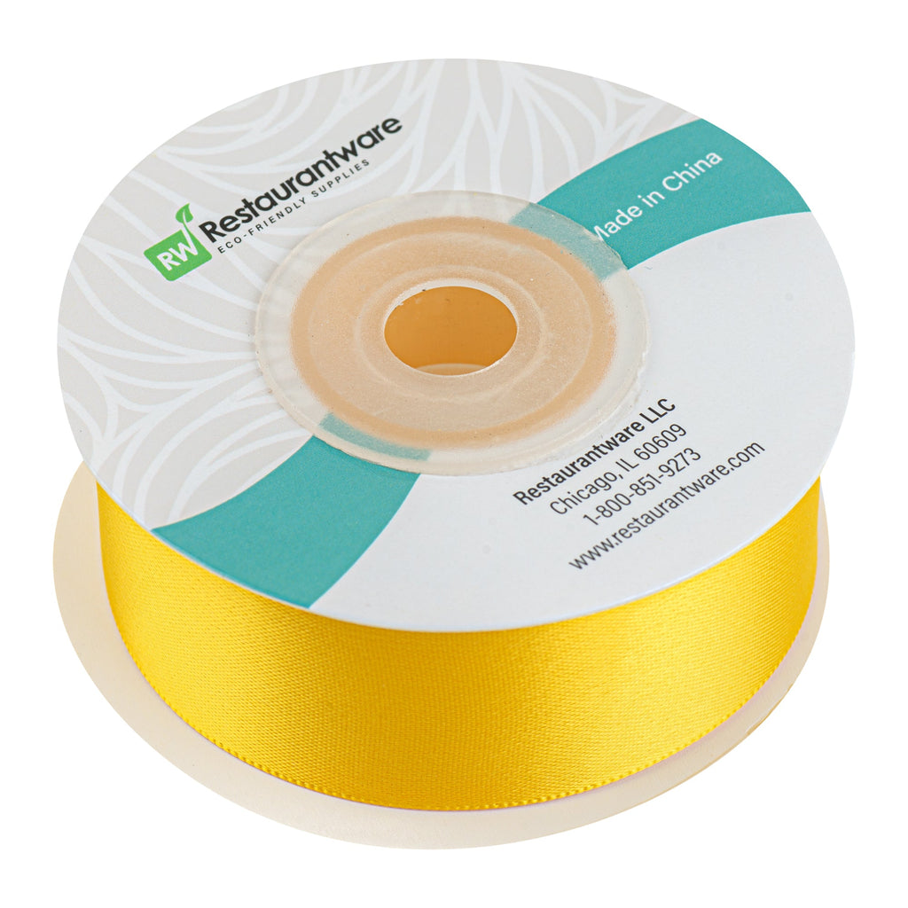 Gift Tek Yellow Polyester Satin Ribbon - Single Face - 1" x 10 yds - 10 count box