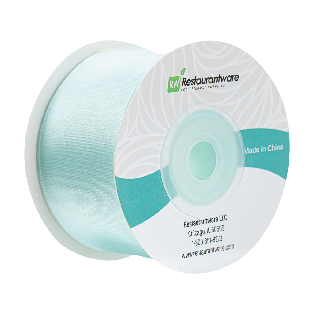 Gift Tek Aqua Blue Polyester Satin Ribbon - Single Face - 1 1/2" x 10 yds - 1 count box