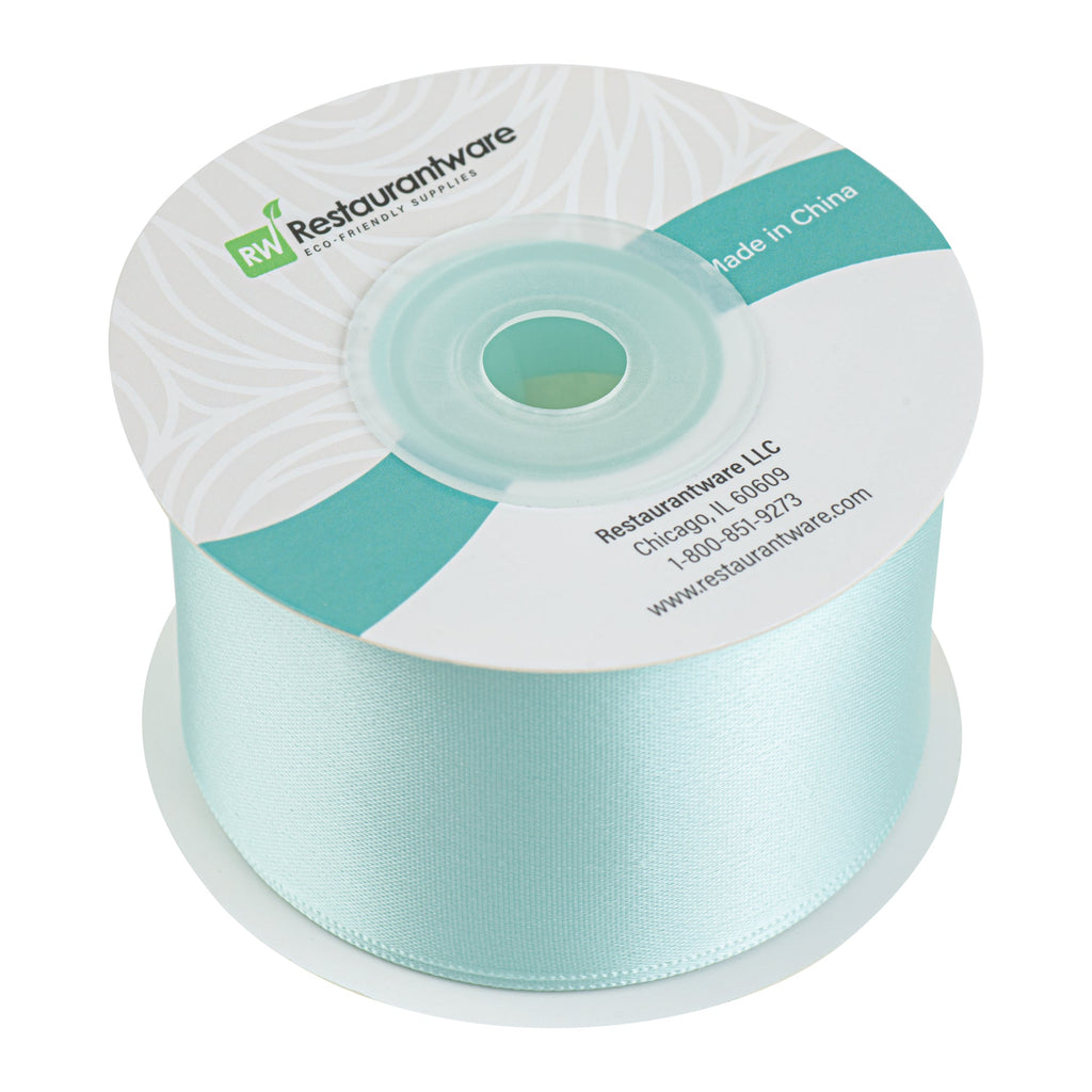 Gift Tek Aqua Blue Polyester Satin Ribbon - Single Face - 1 1/2" x 10 yds - 1 count box