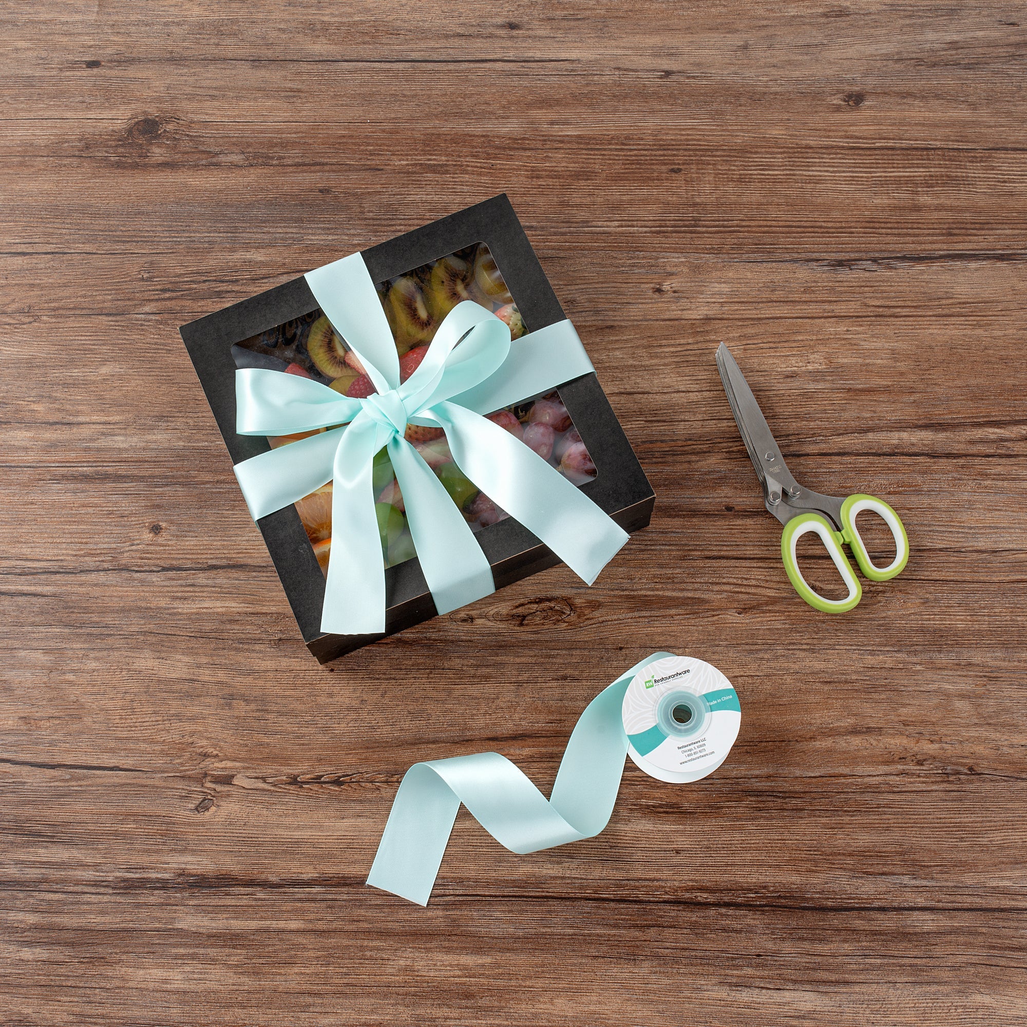 Gift Tek Aqua Blue Polyester Satin Ribbon - Single Face - 1 1/2" x 10 yds - 1 count box