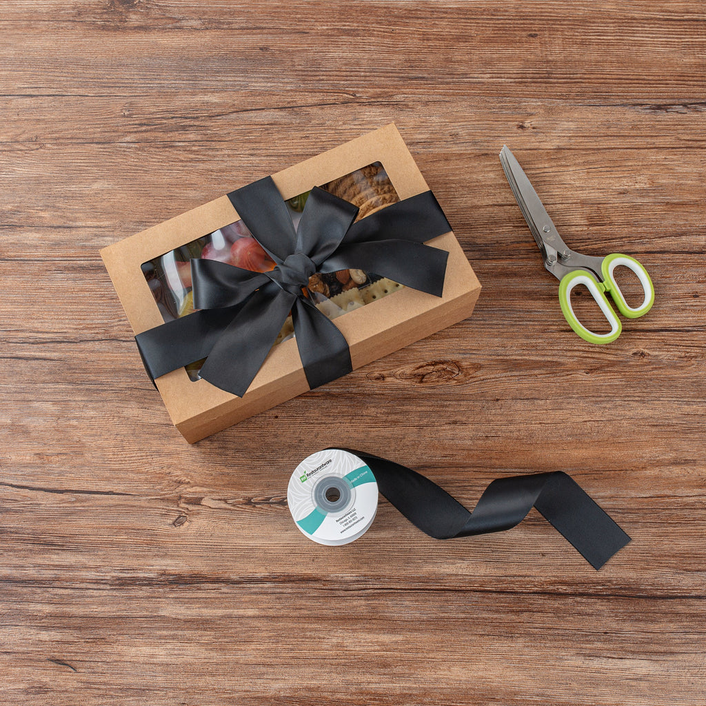 Gift Tek Black Polyester Satin Ribbon - Single Face - 1 1/2" x 10 yds - 1 count box