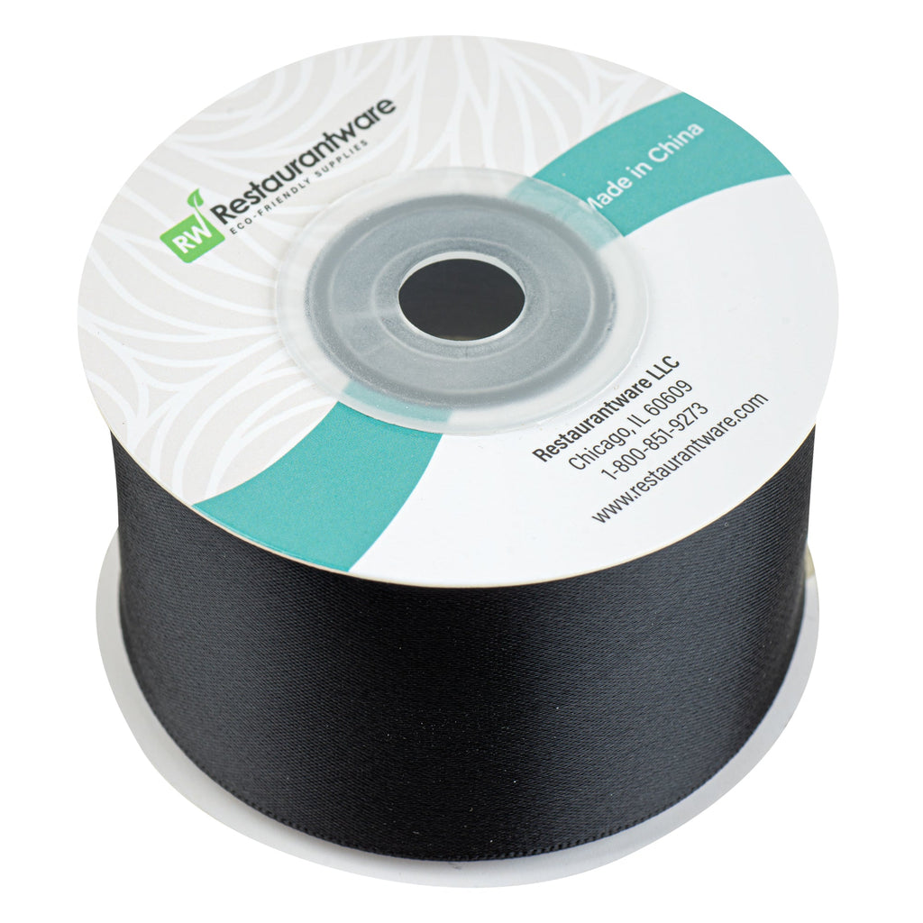 Gift Tek Black Polyester Satin Ribbon - Single Face - 1 1/2" x 10 yds - 10 count box