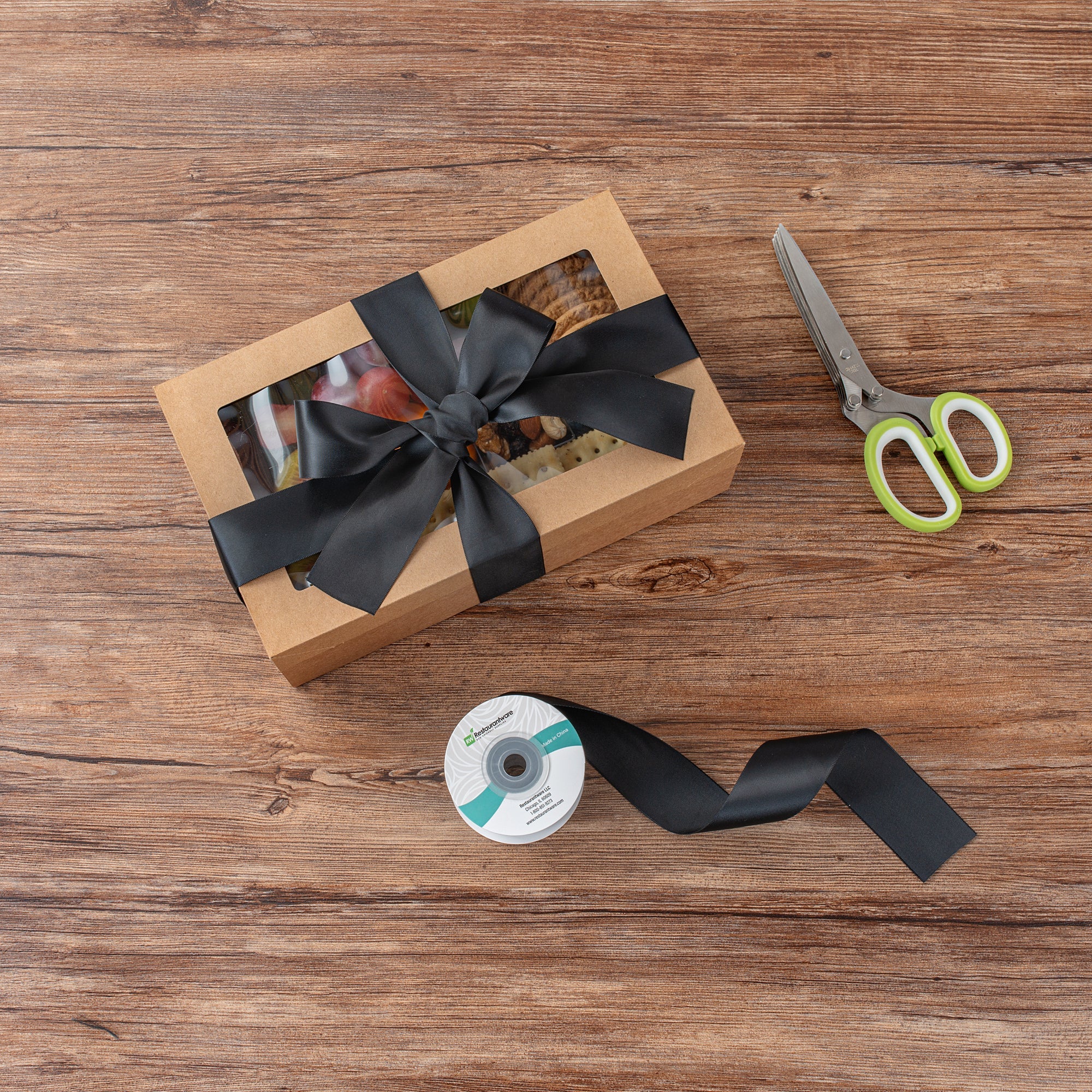 Gift Tek Black Polyester Satin Ribbon - Single Face - 1 1/2" x 10 yds - 10 count box