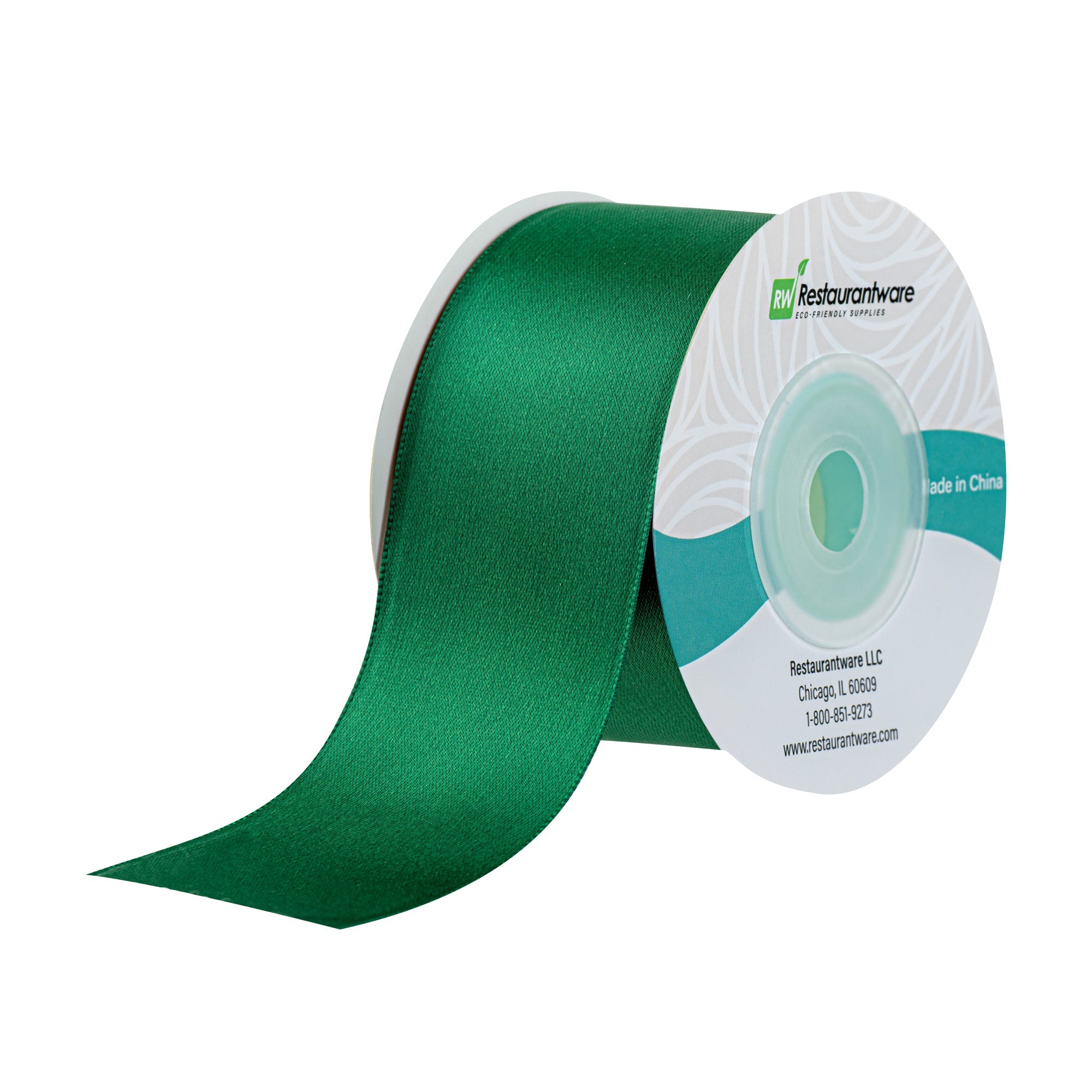 Gift Tek Forest Green Polyester Satin Ribbon - Single Face - 1 1/2" x 10 yds - 1 count box