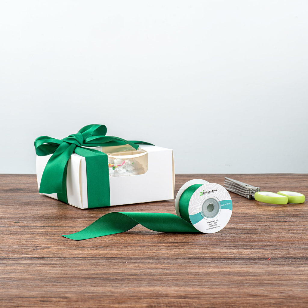 Gift Tek Forest Green Polyester Satin Ribbon - Single Face - 1 1/2" x 10 yds - 1 count box