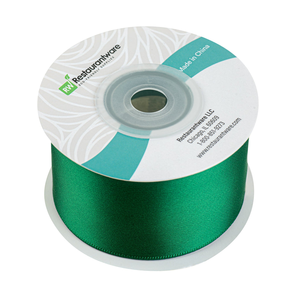 Gift Tek Forest Green Polyester Satin Ribbon - Single Face - 1 1/2" x 10 yds - 10 count box