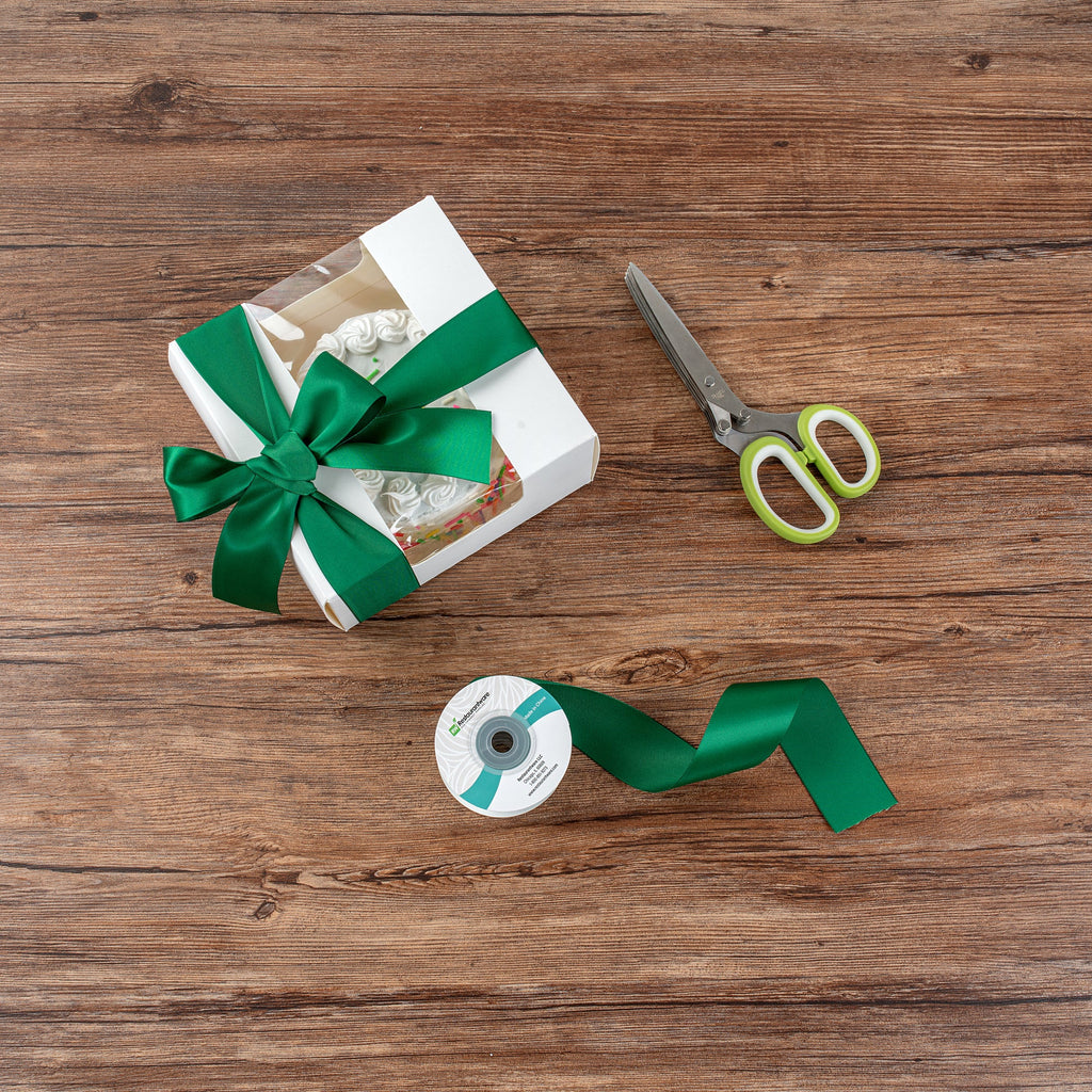 Gift Tek Forest Green Polyester Satin Ribbon - Single Face - 1 1/2" x 10 yds - 10 count box