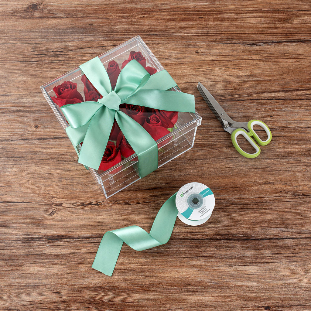 Gift Tek Dark Shale Green Polyester Satin Ribbon - Single Face - 1 1/2" x 10 yds - 1 count box