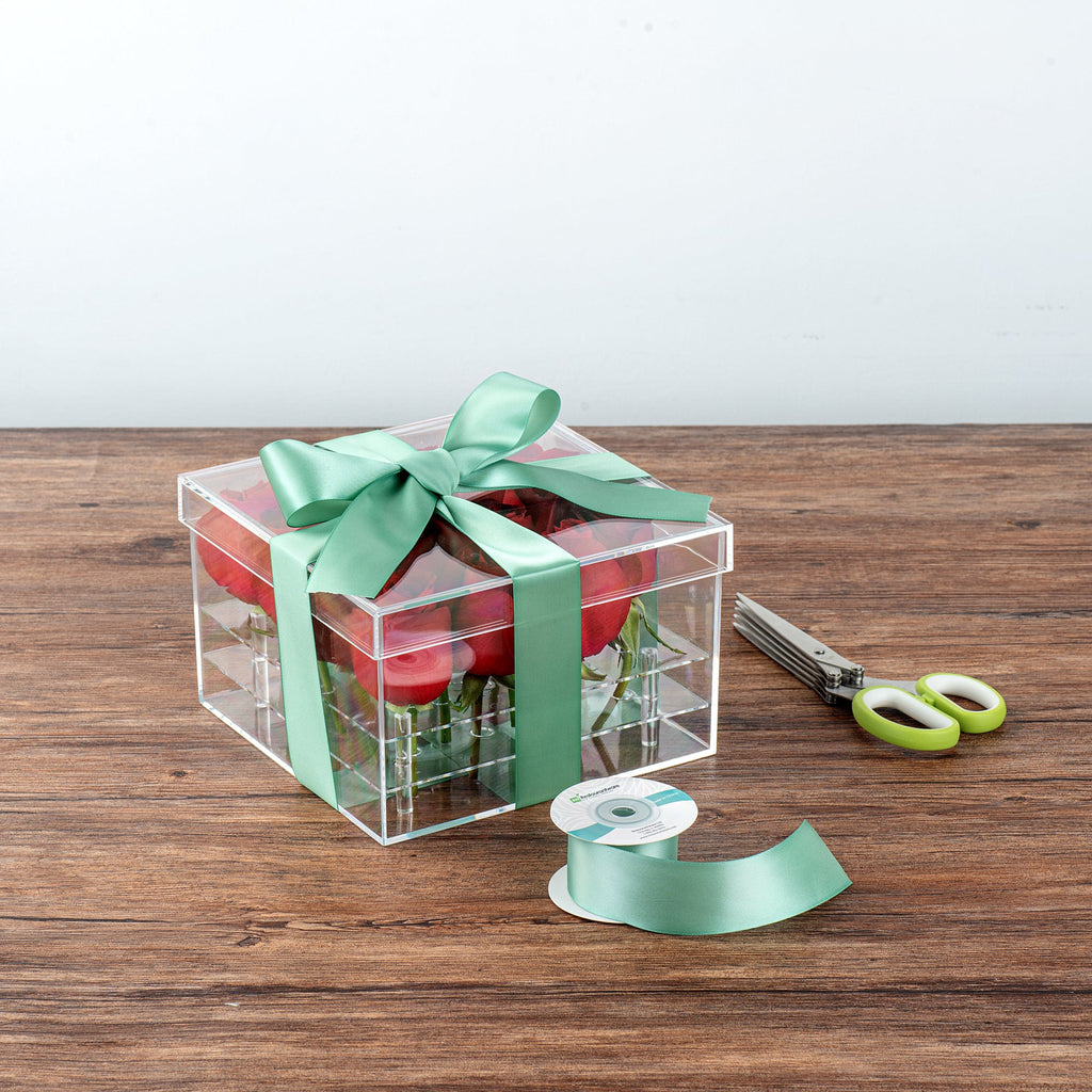 Gift Tek Dark Shale Green Polyester Satin Ribbon - Single Face - 1 1/2" x 10 yds - 10 count box