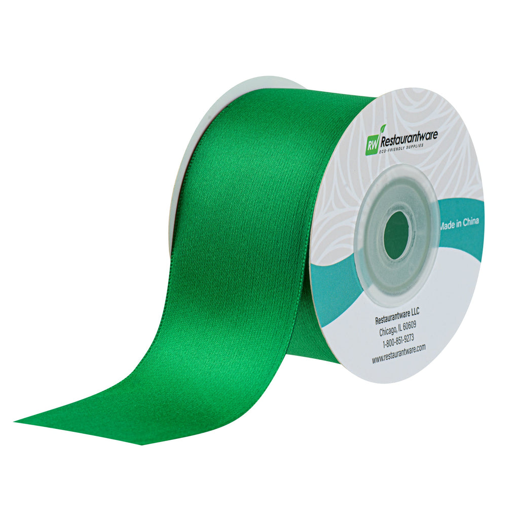 Gift Tek Emerald Green Polyester Satin Ribbon - Single Face - 1 1/2" x 10 yds - 1 count box