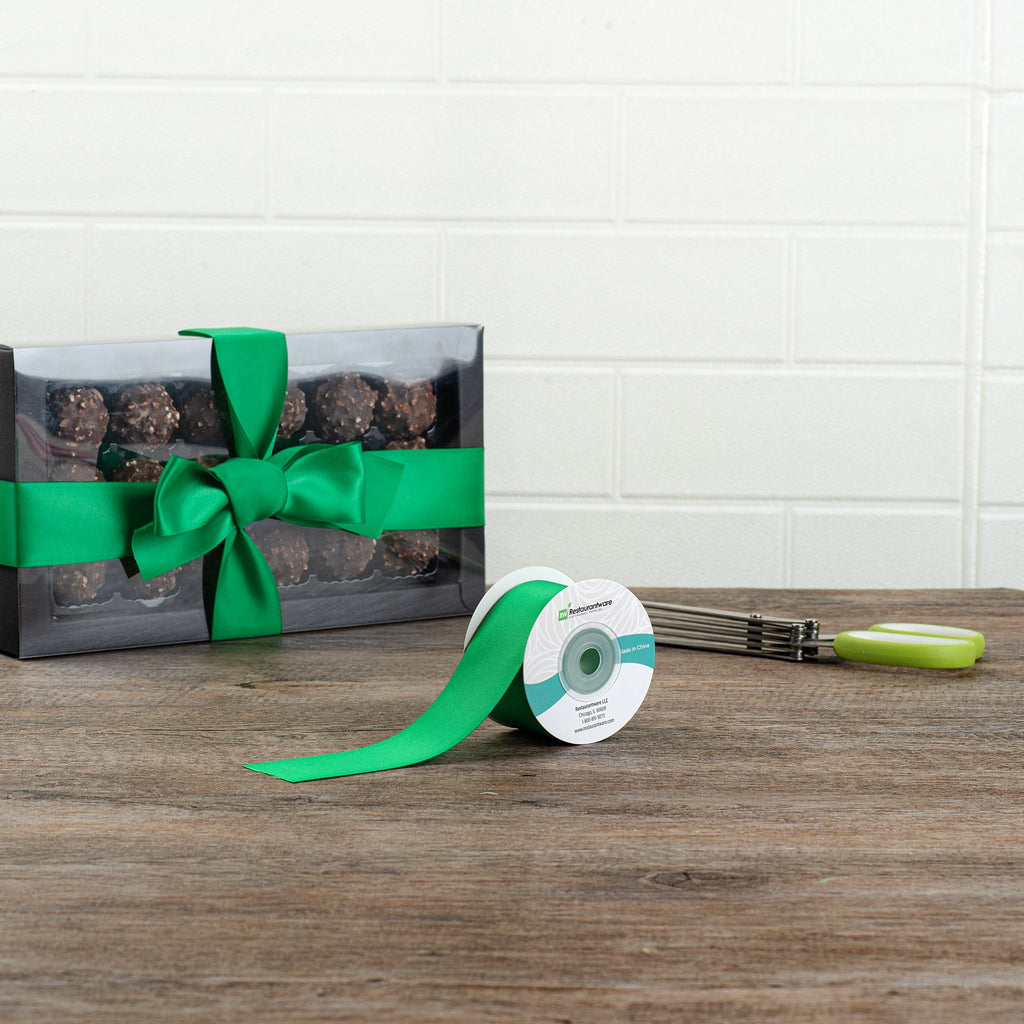 Gift Tek Emerald Green Polyester Satin Ribbon - Single Face - 1 1/2" x 10 yds - 1 count box