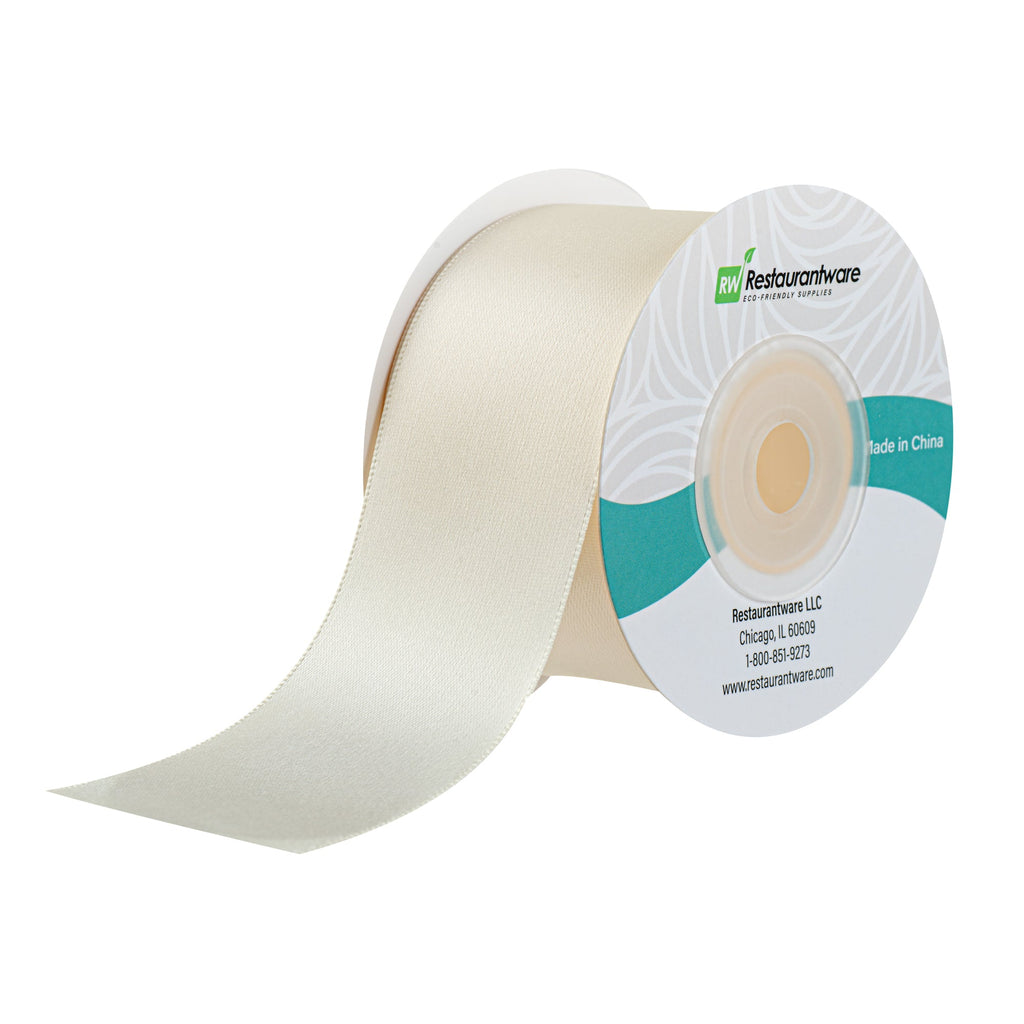 Gift Tek Ivory White Polyester Satin Ribbon - Single Face - 1 1/2" x 10 yds - 1 count box