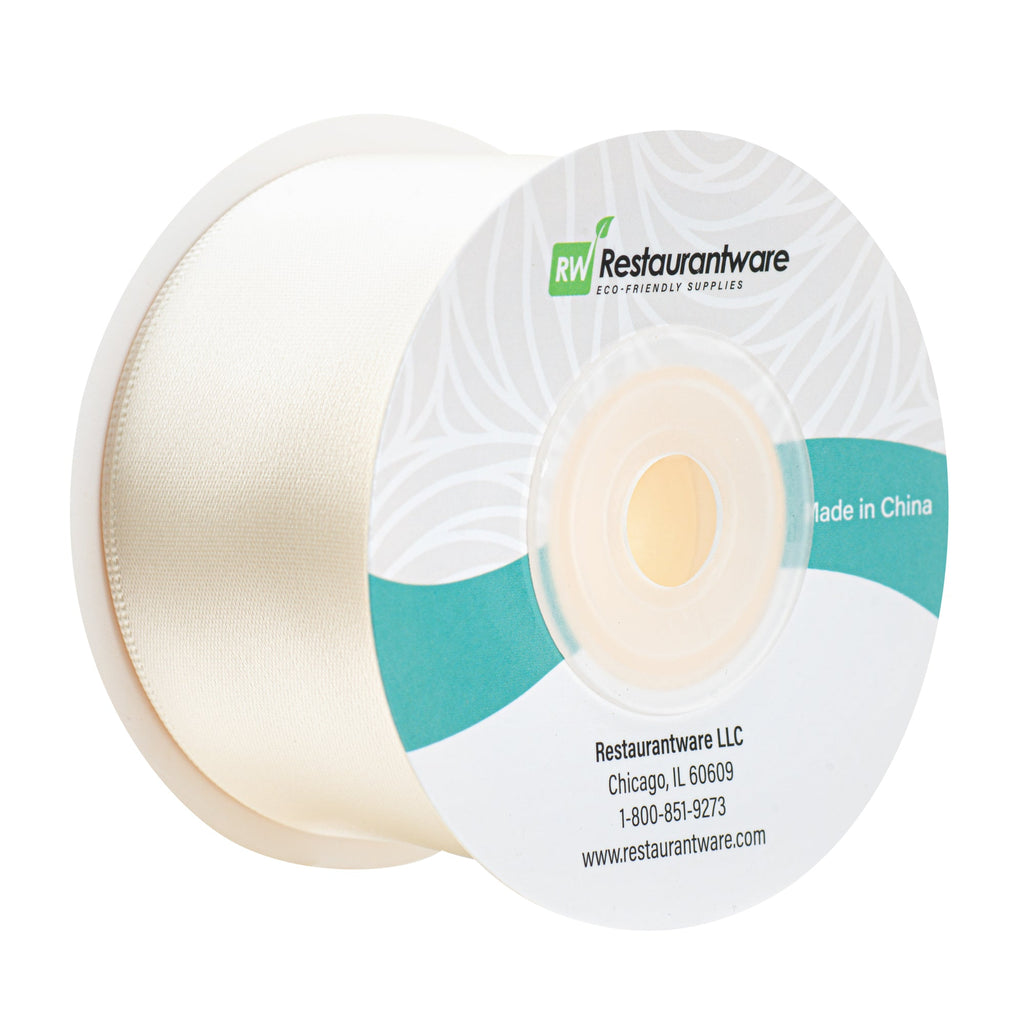 Gift Tek Ivory White Polyester Satin Ribbon - Single Face - 1 1/2" x 10 yds - 1 count box