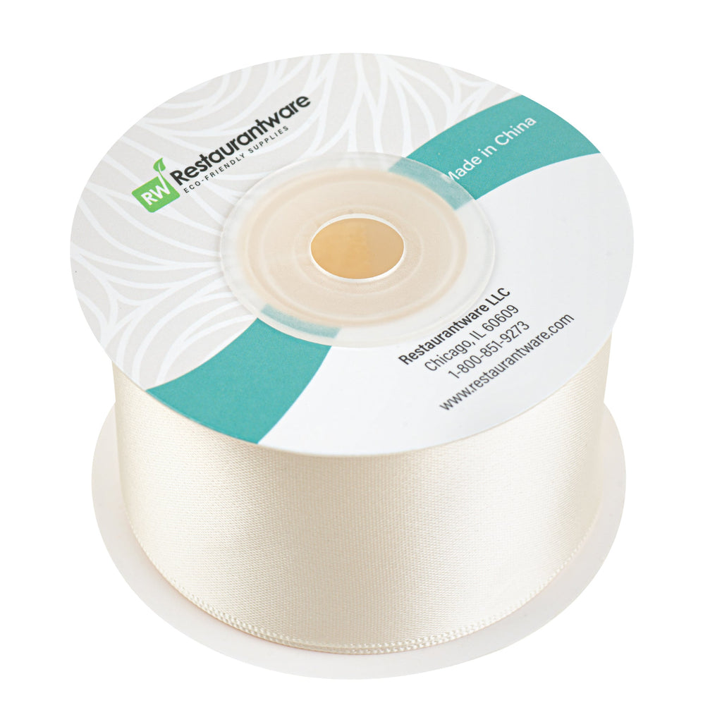Gift Tek Ivory White Polyester Satin Ribbon - Single Face - 1 1/2" x 10 yds - 1 count box