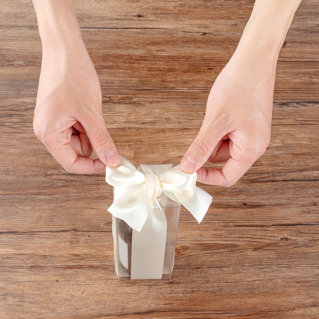 Gift Tek Ivory White Polyester Satin Ribbon - Single Face - 1 1/2" x 10 yds - 10 count box