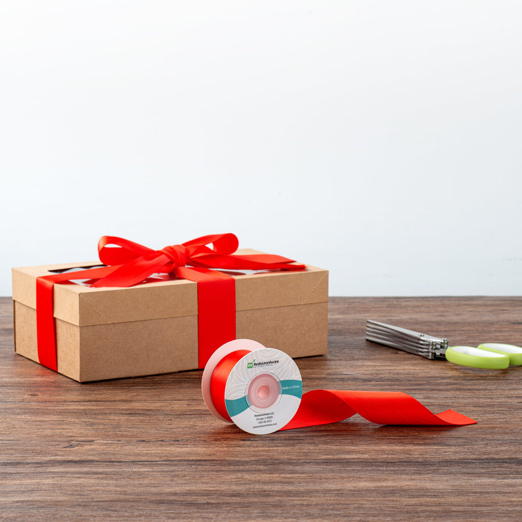 Gift Tek Red Polyester Satin Ribbon - Single Face - 1 1/2" x 10 yds - 1 count box