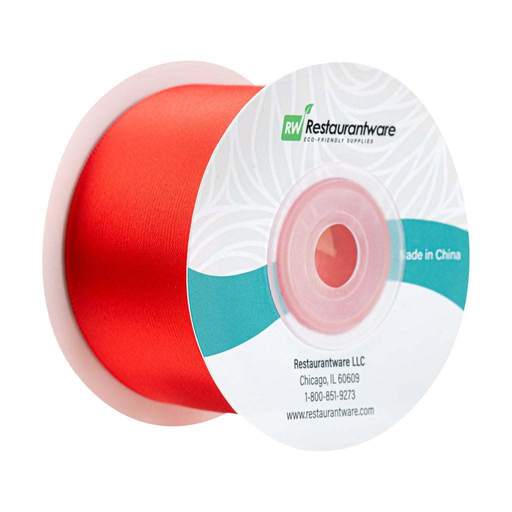 Gift Tek Red Polyester Satin Ribbon - Single Face - 1 1/2" x 10 yds - 1 count box