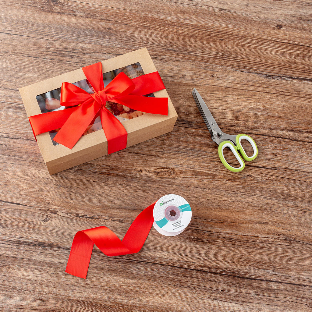 Gift Tek Red Polyester Satin Ribbon - Single Face - 1 1/2" x 10 yds - 1 count box