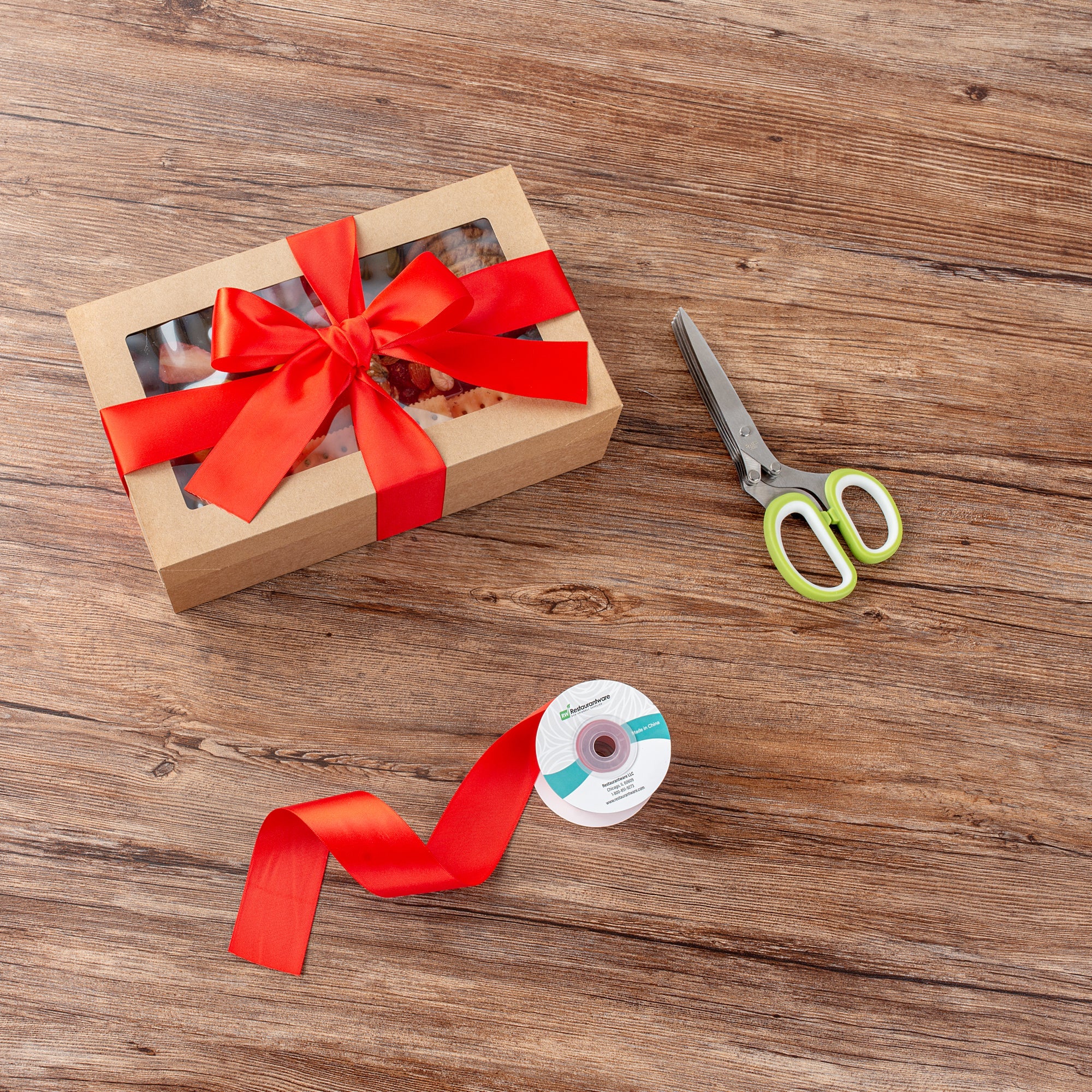 Gift Tek Red Polyester Satin Ribbon - Single Face - 1 1/2" x 10 yds - 1 count box
