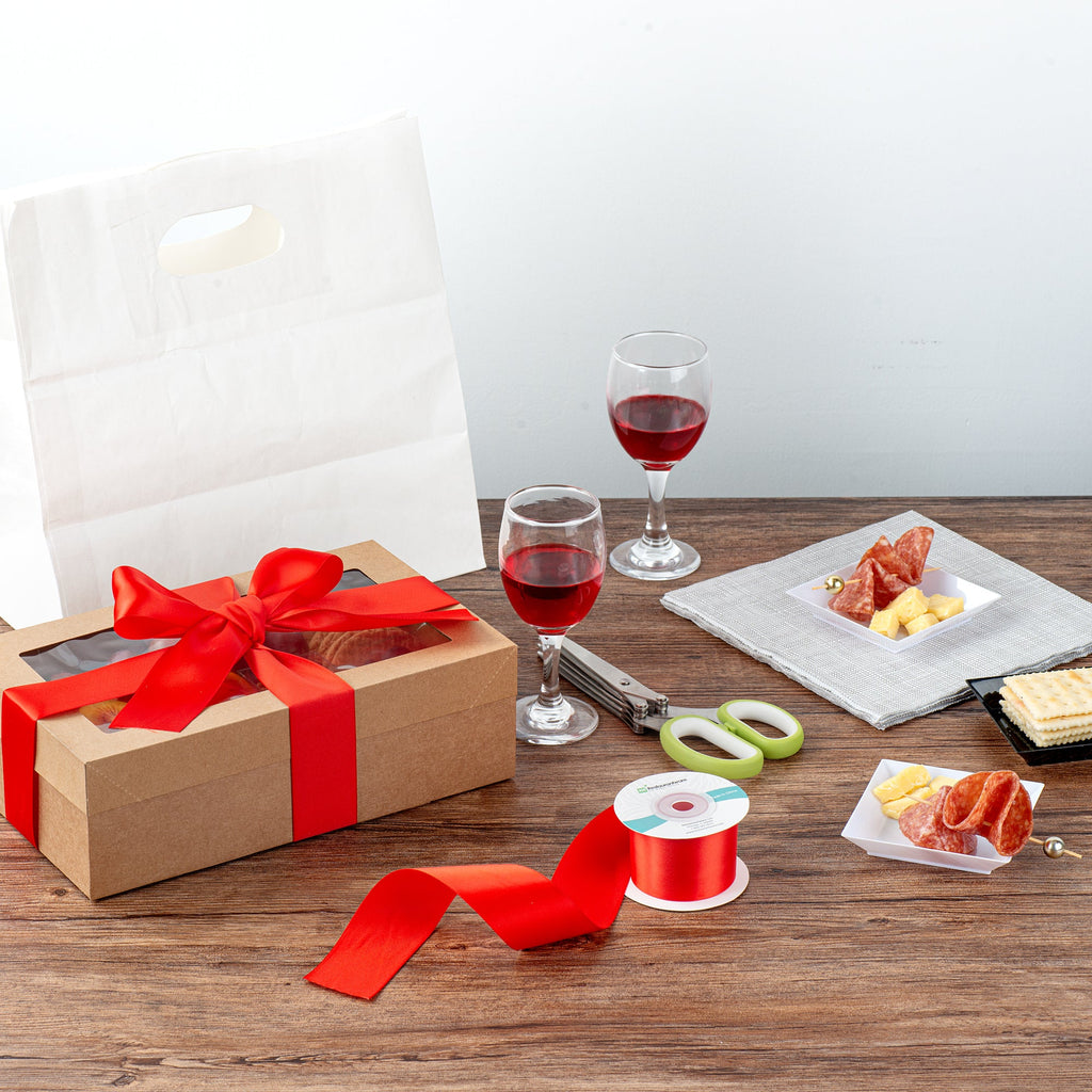 Gift Tek Red Polyester Satin Ribbon - Single Face - 1 1/2" x 10 yds - 10 count box