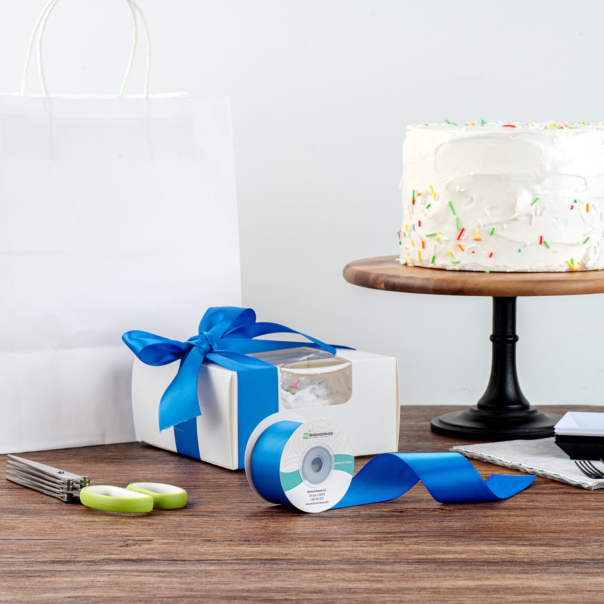 Gift Tek Royal Blue Polyester Satin Ribbon - Single Face - 1 1/2" x 10 yds - 1 count box