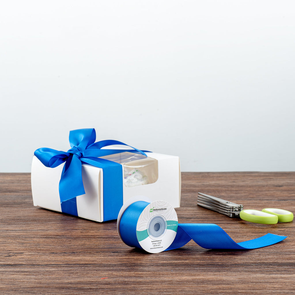Gift Tek Royal Blue Polyester Satin Ribbon - Single Face - 1 1/2" x 10 yds - 10 count box