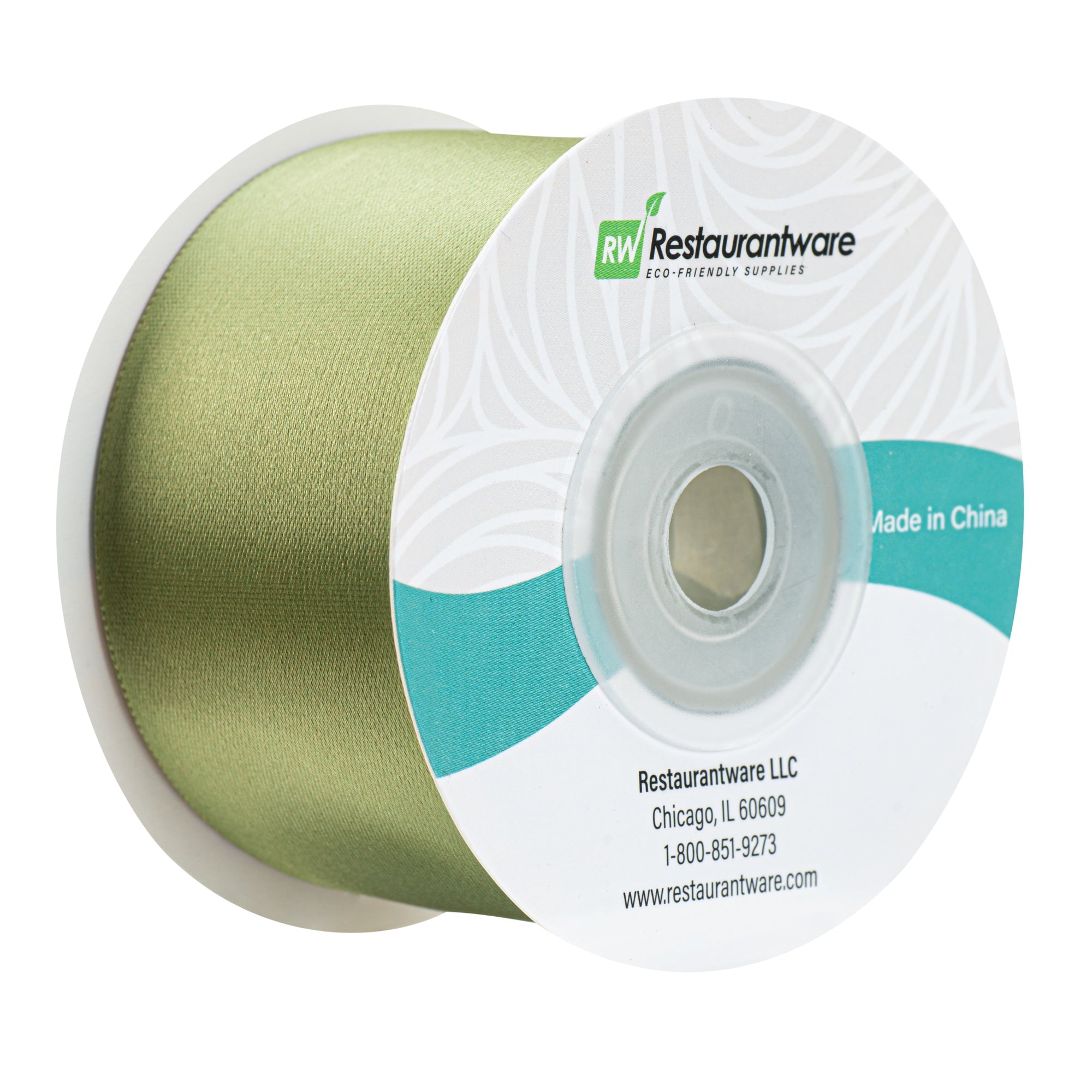 Gift Tek Spring Moss Green Polyester Satin Ribbon - Single Face - 1 1/2" x 10 yds - 1 count box
