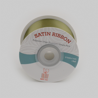 Gift Tek Spring Moss Green Polyester Satin Ribbon - Single Face - 1 1/2" x 10 yds - 10 count box