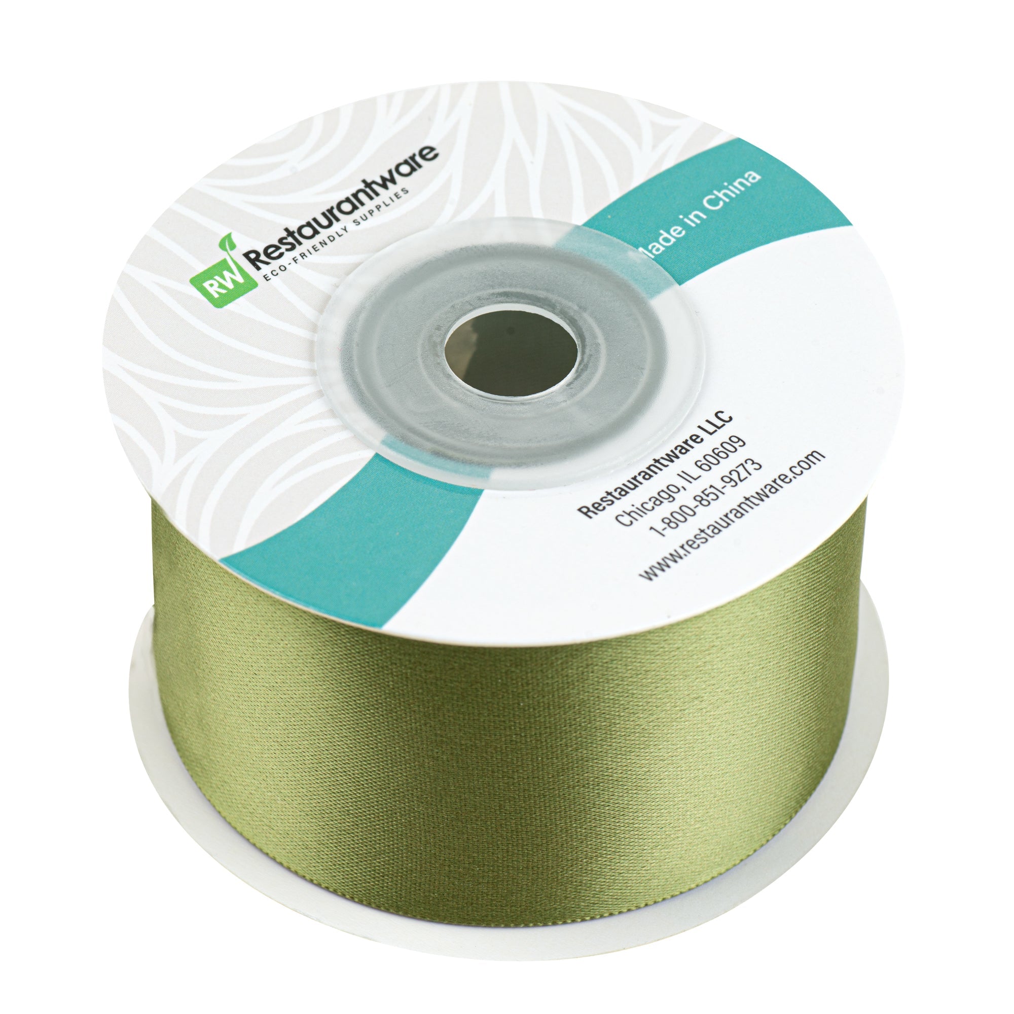 Gift Tek Spring Moss Green Polyester Satin Ribbon - Single Face - 1 1/2" x 10 yds - 10 count box