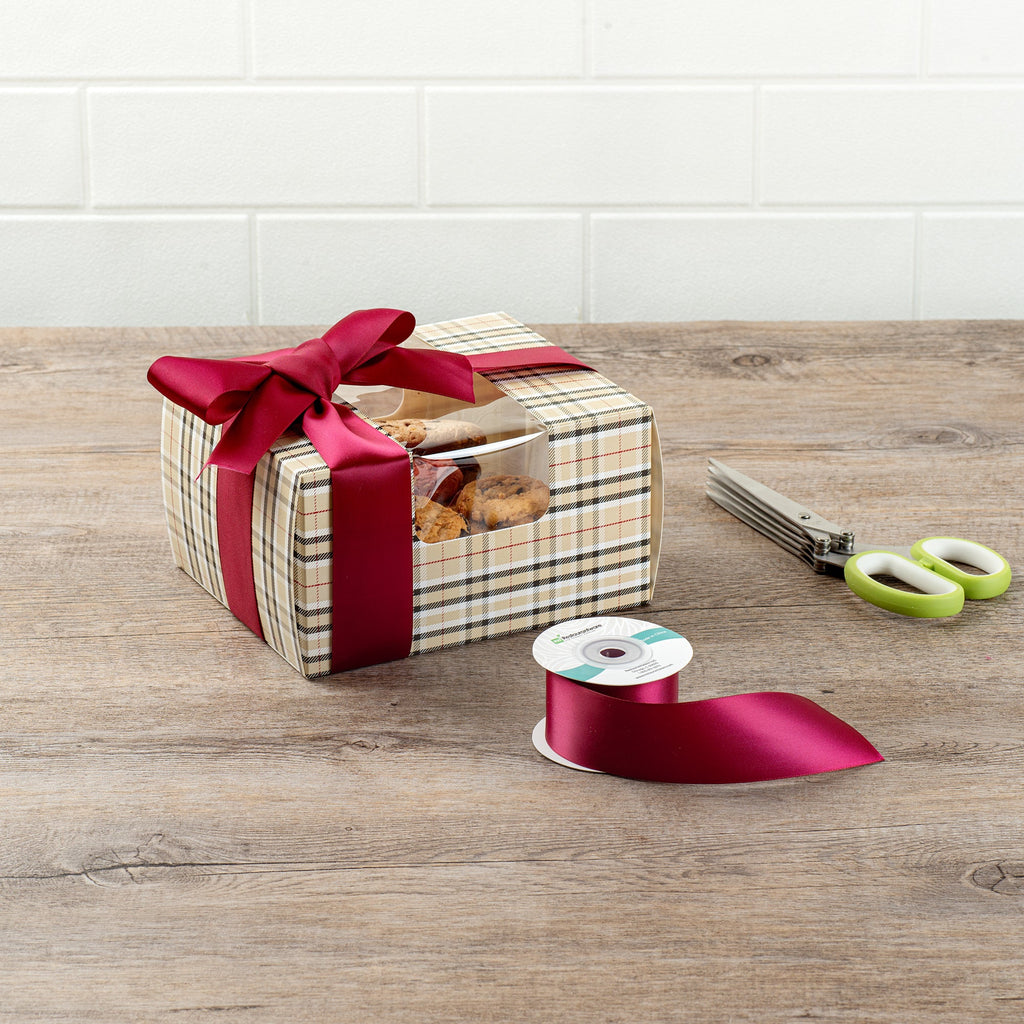 Gift Tek Sherry Red Polyester Satin Ribbon - Single Face - 1 1/2" x 10 yds - 1 count box