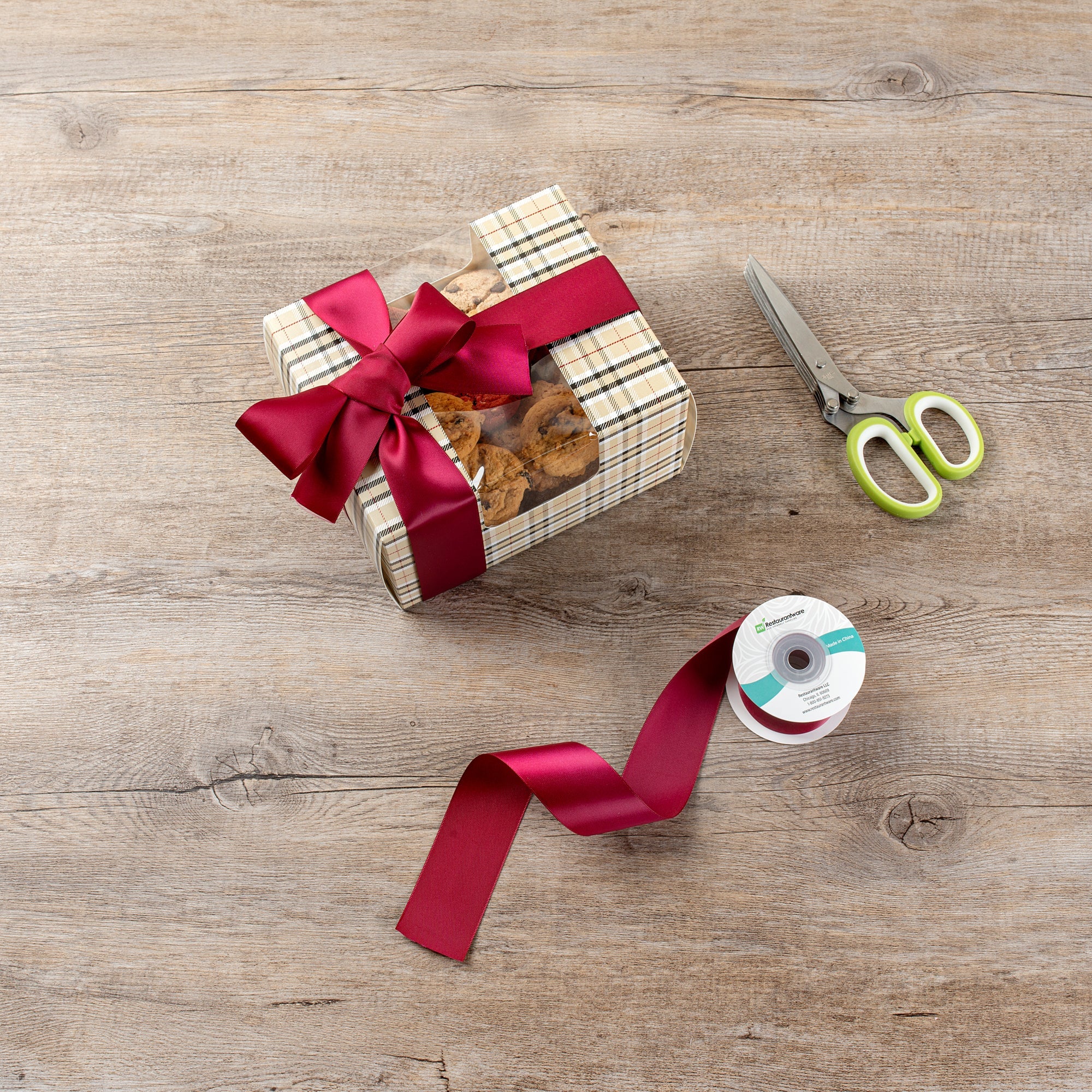Gift Tek Sherry Red Polyester Satin Ribbon - Single Face - 1 1/2" x 10 yds - 1 count box