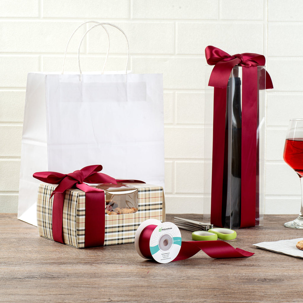 Gift Tek Sherry Red Polyester Satin Ribbon - Single Face - 1 1/2" x 10 yds - 10 count box