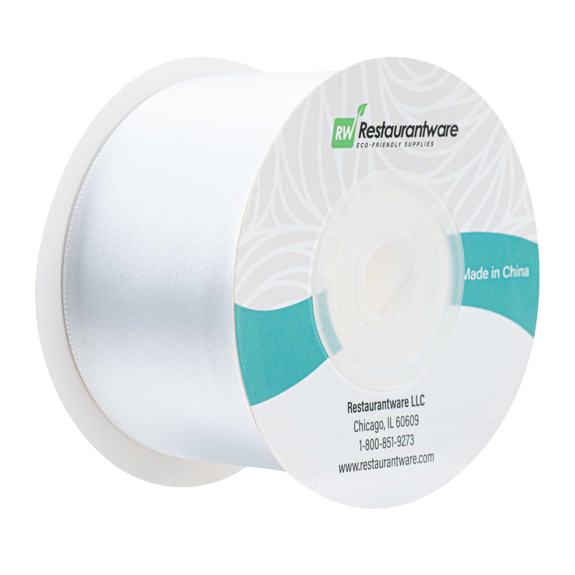 Gift Tek White Polyester Satin Ribbon - Single Face - 1 1/2" x 10 yds - 1 count box