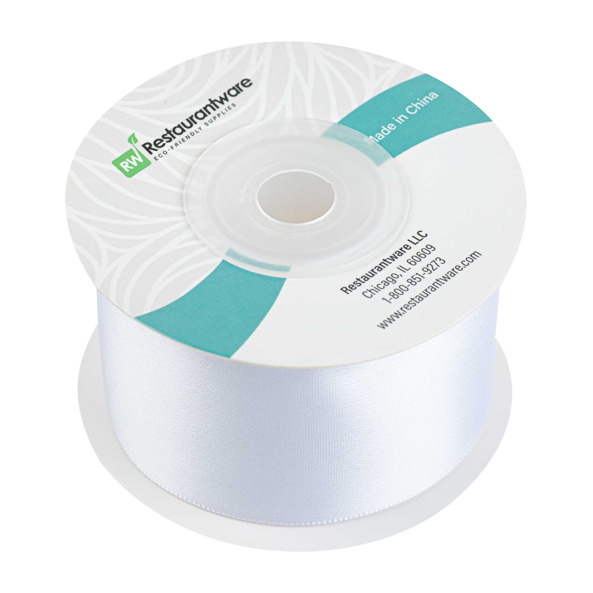 Gift Tek White Polyester Satin Ribbon - Single Face - 1 1/2" x 10 yds - 1 count box